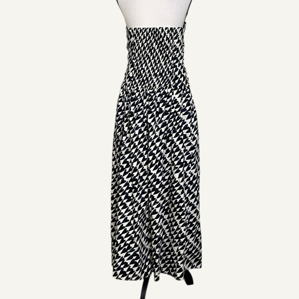 Band of the Free Free People Strapless Maxi Dress Smocked Back Blue White Print - Picture 3 of 14
